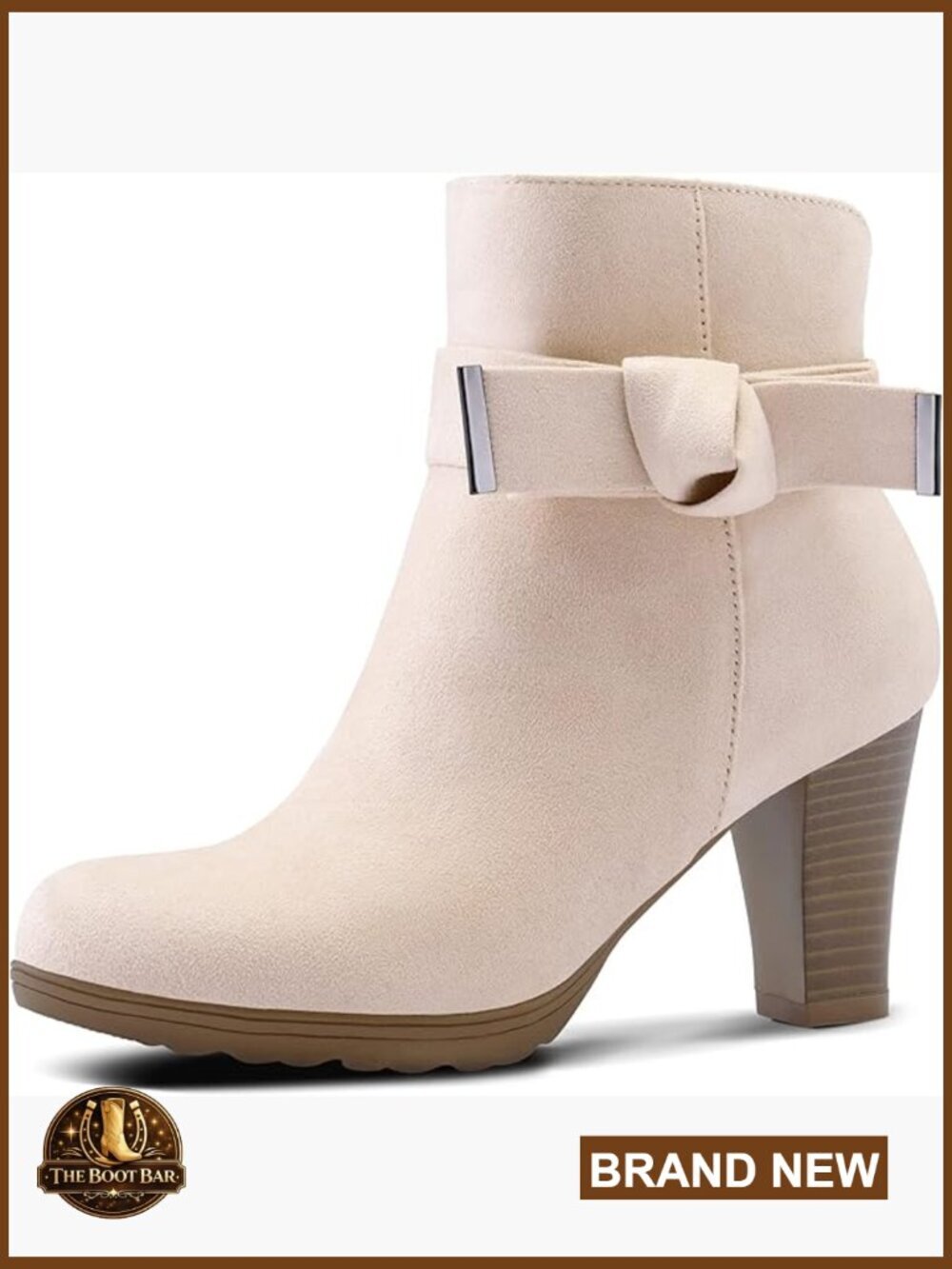 Women's Chunky Heel Ankle Boots with Zipper, Suede Upper, Non-Slip Sole